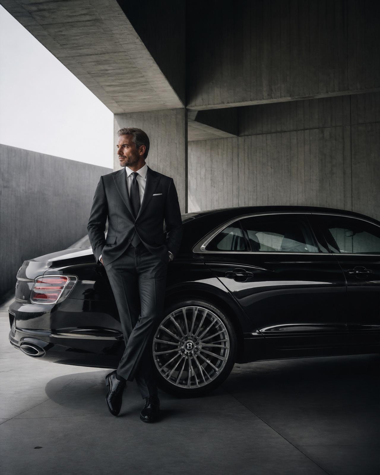 Executive with luxury sedan